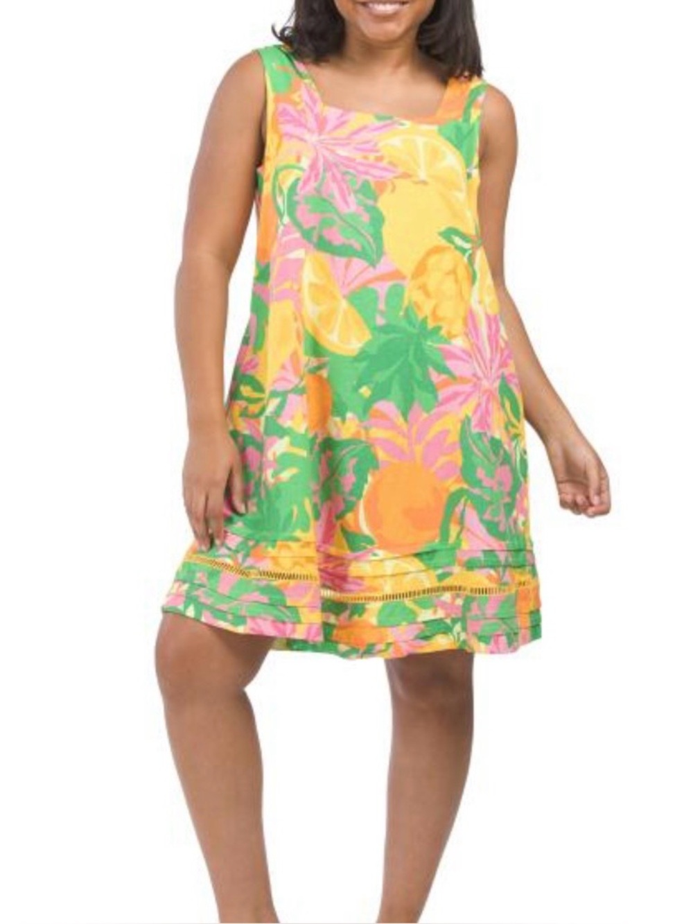 C&C California Green, Yellow & Pink Tropical Shift Dress
